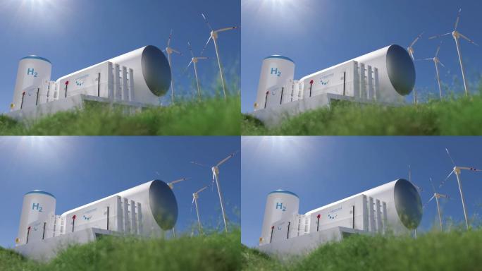 清洁电力用氢气太阳能和风力涡轮机设施