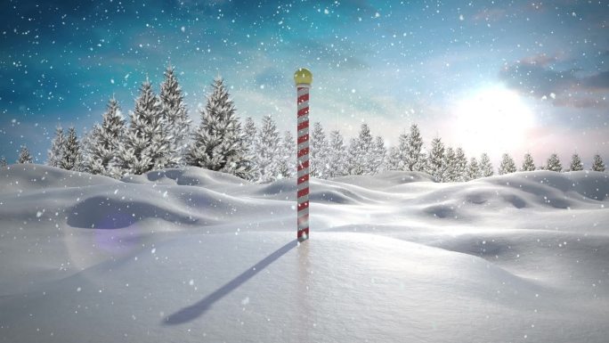 冰雪覆盖北极动画雪花飘落阳光光影雪地雪景