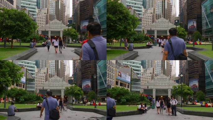 白天新加坡市中心莱佛士广场