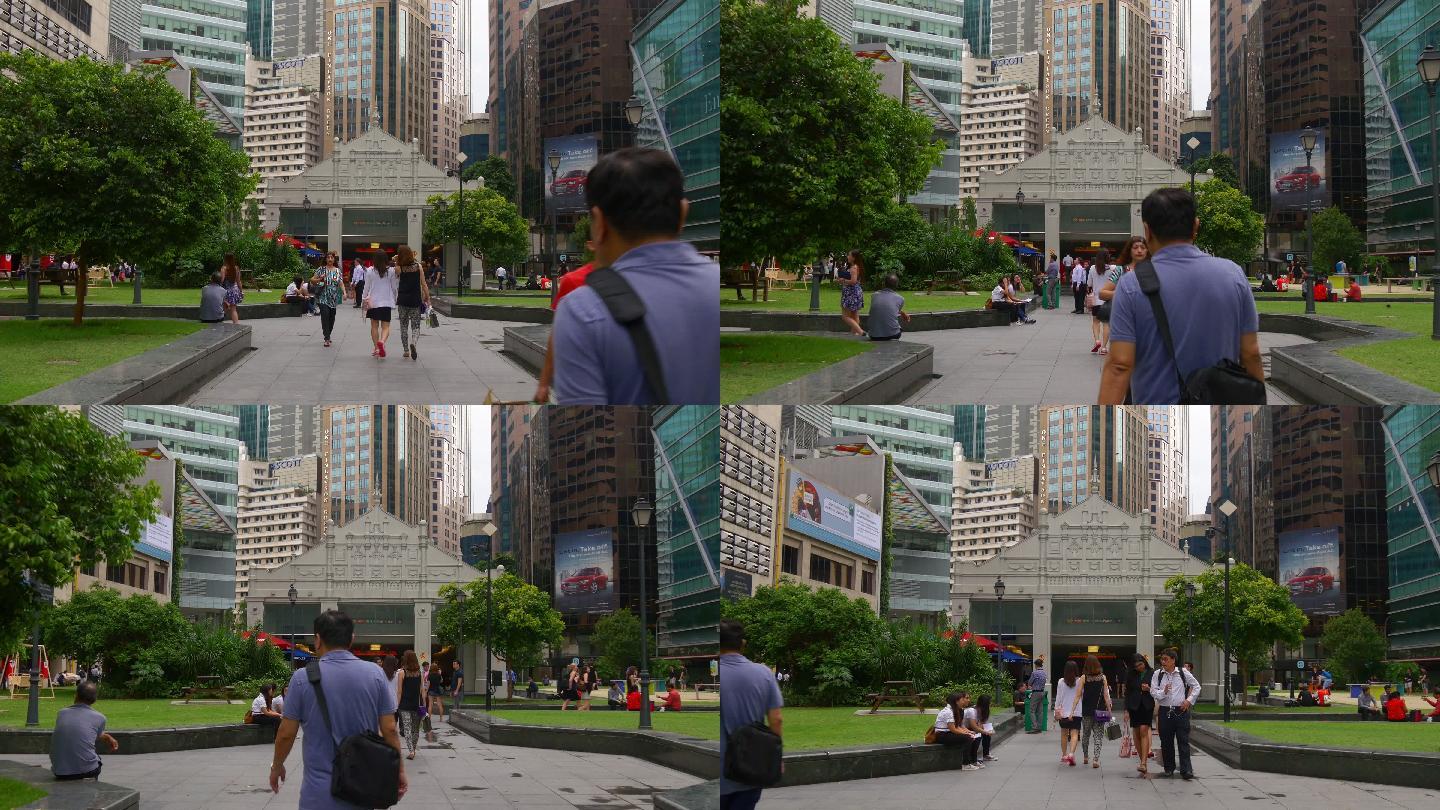白天新加坡市中心莱佛士广场