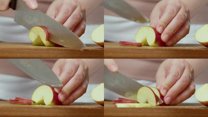 女人切苹果