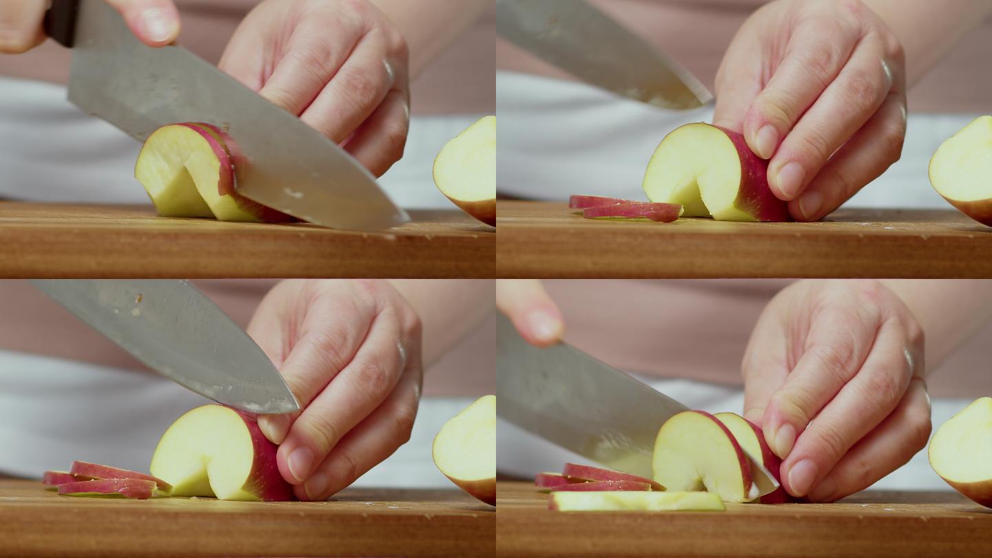 女人切苹果