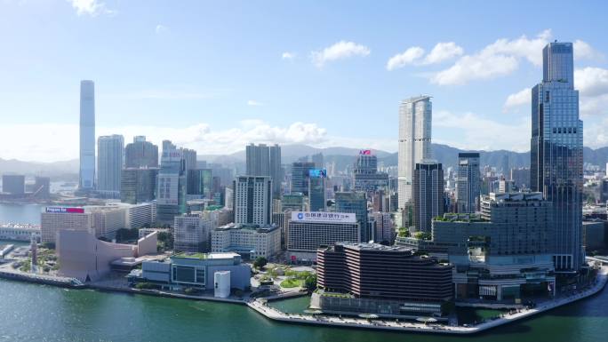 香港市的城市景观金融商业鸟瞰视角cdb办