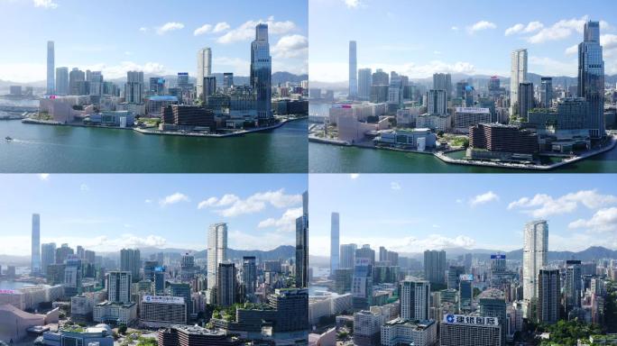 香港市的城市景观金融商业鸟瞰视角cdb办
