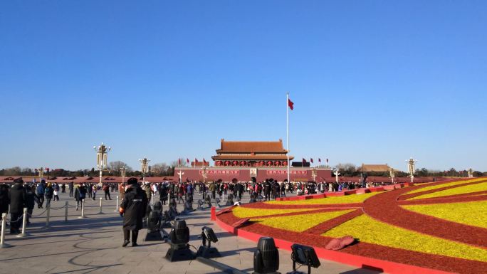 天安门广场城楼北京首都春节游五星红旗
