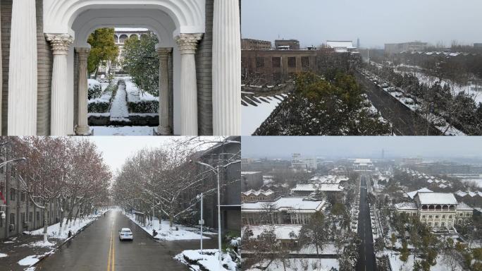 河南大学雪景冬季校园民国建筑群