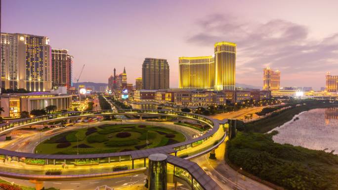 澳门城市交通延时风光风景全景大景俯瞰地标