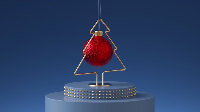 圣诞3d红球穿过枞树形状