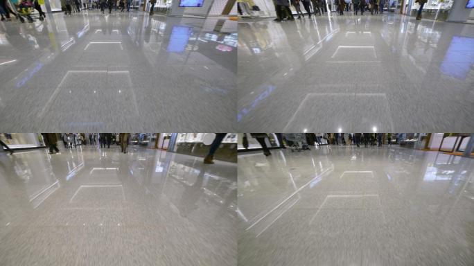 穿过购物中心路地板低角度