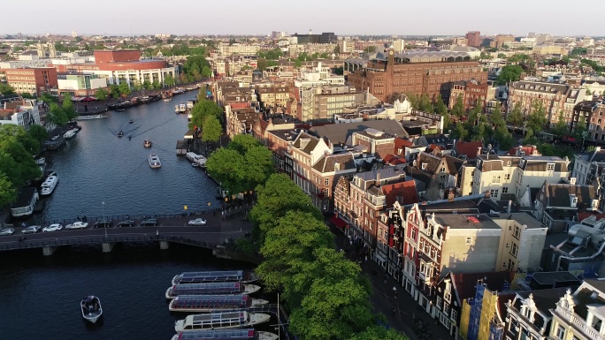 荷兰阿姆斯特丹城市建筑快速发展航拍延时国