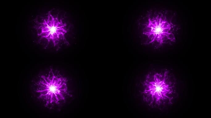 4K紫色能量绽放冲击波扩散