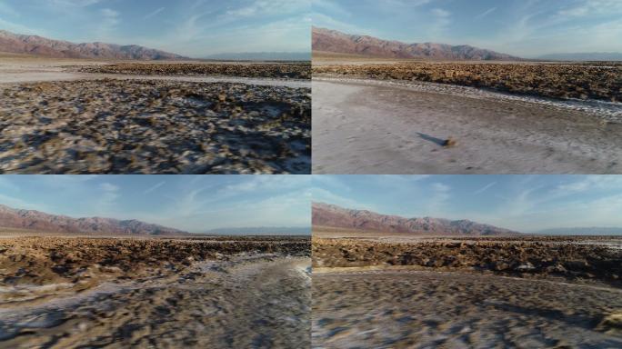 死亡谷航拍新疆沙漠公路汽车越野行驶戈壁滩