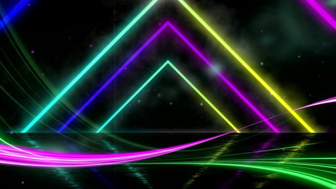 霓虹灯发光的几何三角形背景