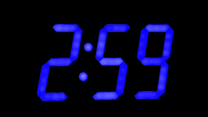 蓝色大数字LED时钟显示