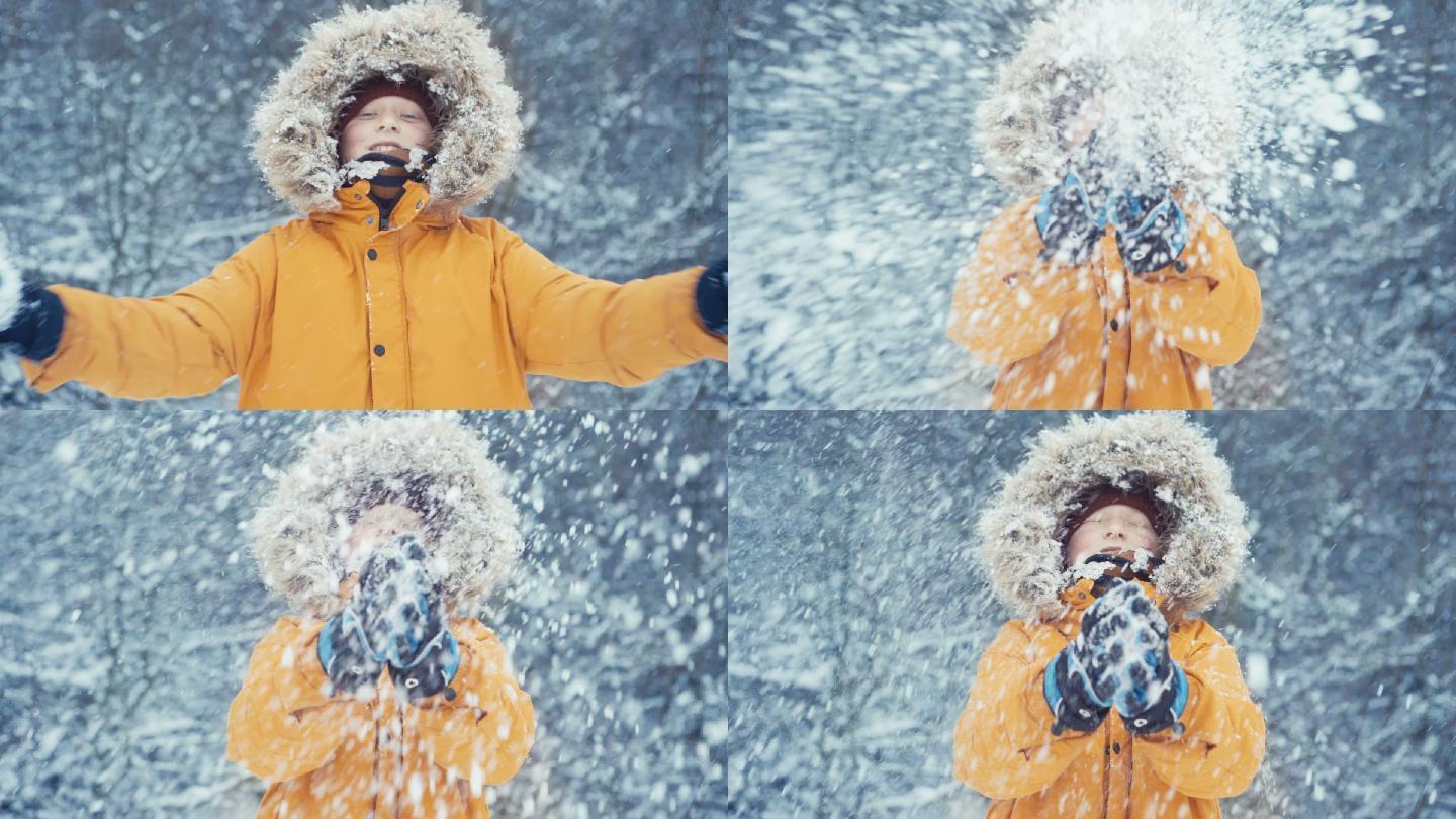 拍着满是雪花的手掌