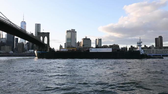 布鲁克林大桥国外外国美国地标货运货船