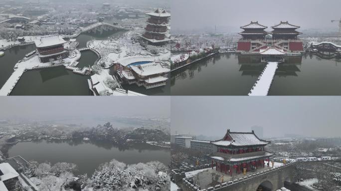 宋朝开封雪景北宋东京汴京古建筑冬天湖