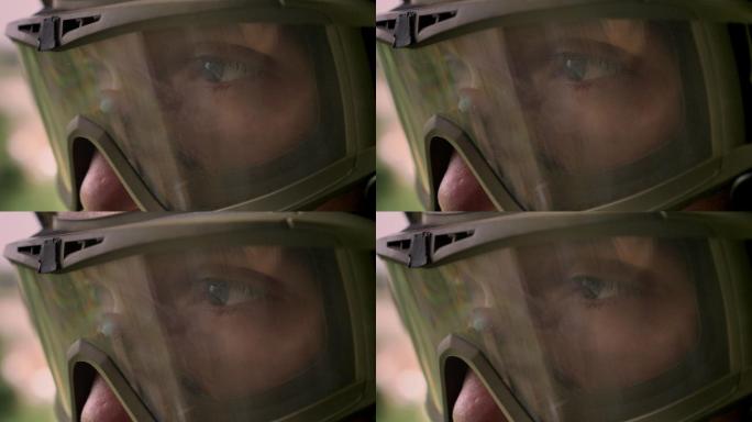 戴防护眼镜的军人眼罩面罩乌克兰眼部特写镜