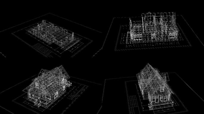 抽象房屋建筑的3d动画