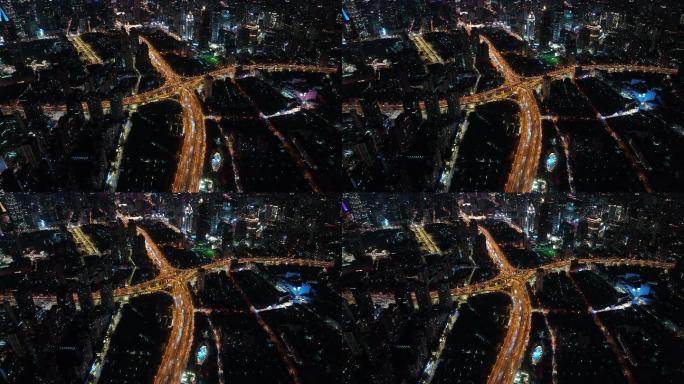 上海静安区高架道路航拍