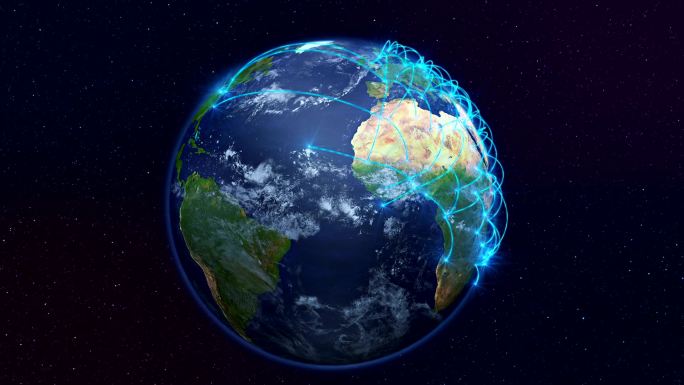 地球上不断增长的网络连接。