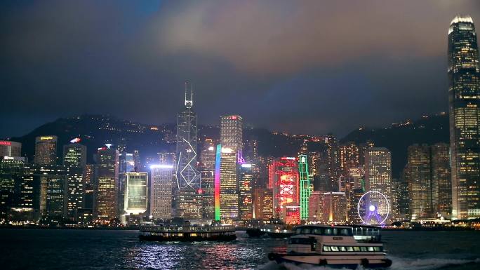 夜晚香港的天际线夜景宣传片素材繁荣都市