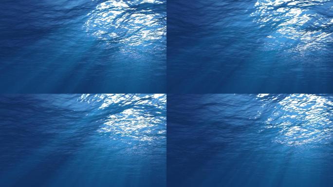 穿透深蓝色的海水光束水生生物放松