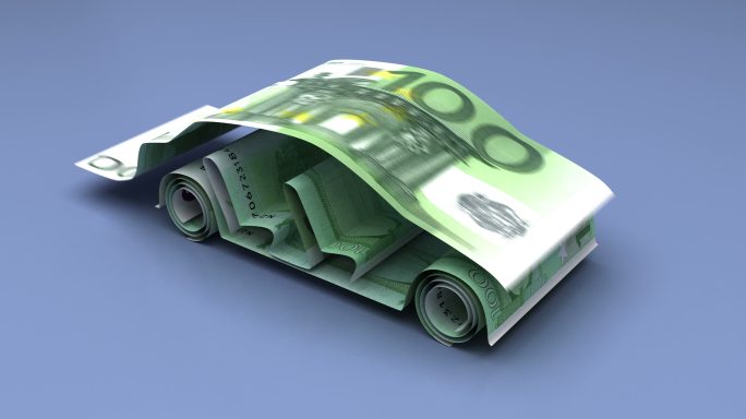 金融与欧元汽车3d金钱车