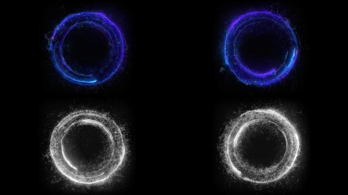 一个蓝色圆形电子传送门的动画