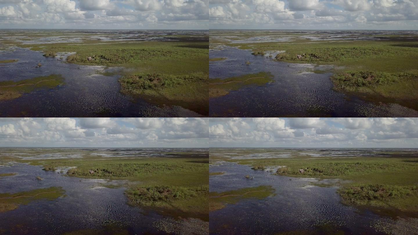 沼泽地的空中俯拍视频素材