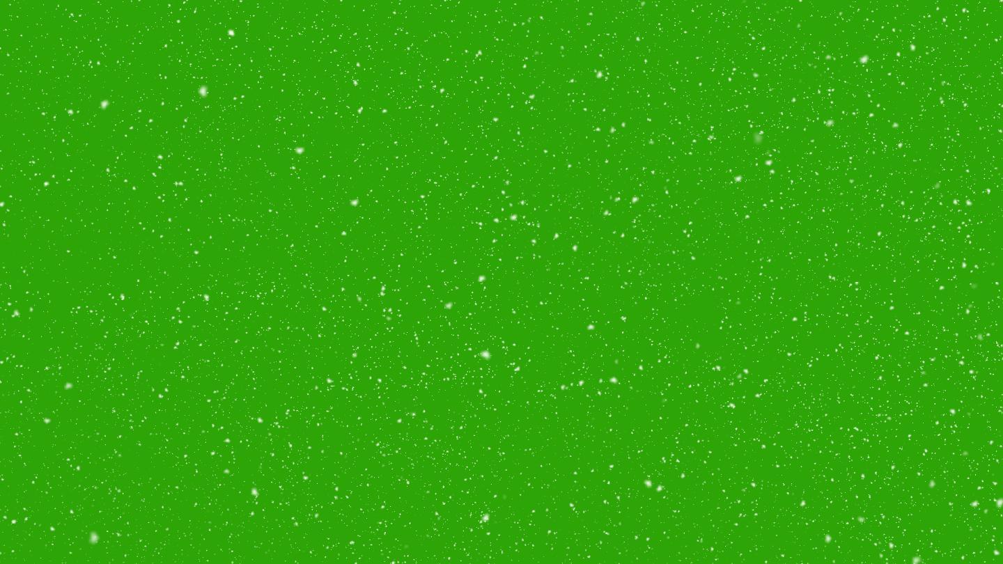 降雪在绿色屏幕背景上