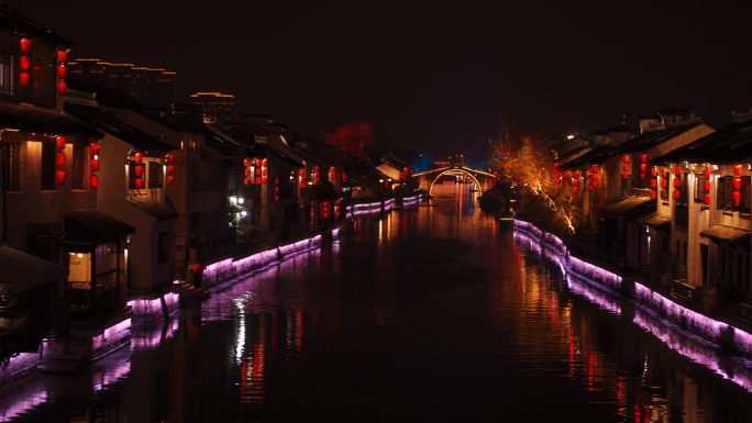 江南古镇年味春节过年夜景