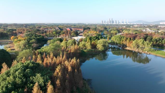 航拍无锡贡湖湾湿地公园