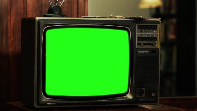 80年代的绿色屏幕电视