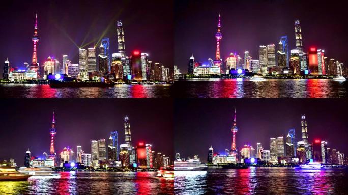 中国上海市中心夜间天际线