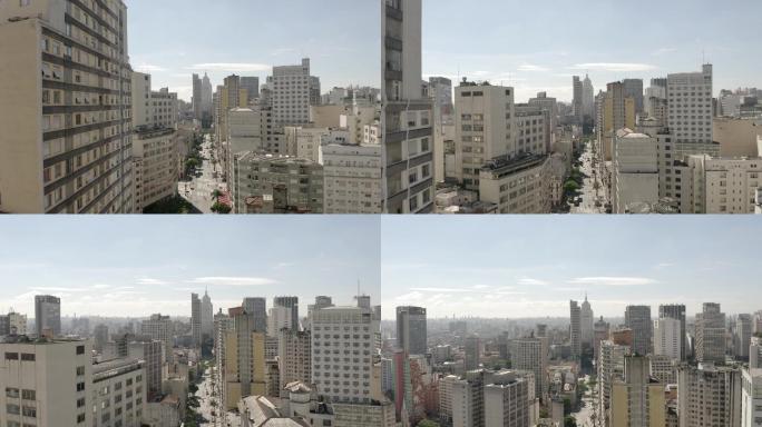 从巴西圣保罗市中心俯瞰历史建筑