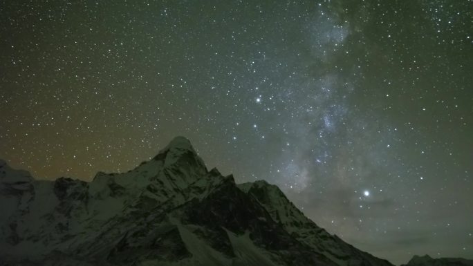 阿玛达布拉姆山上的银河和繁星夜空。