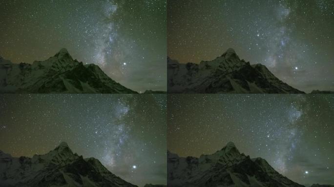 阿玛达布拉姆山上的银河和繁星夜空。