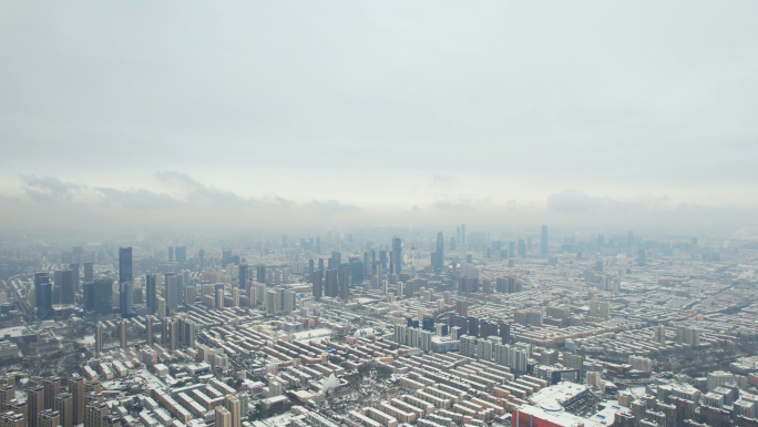 雪景、雪后城市、城市雪景、东北城市、沈阳