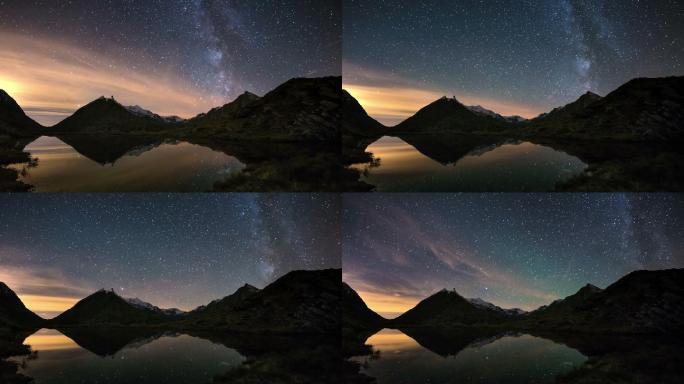 阿尔卑斯山上的银河的时光流逝