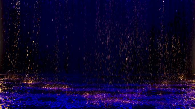雨滴落在水面上LED舞台背景下雨