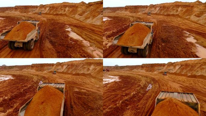 在采砂场运输沙子的采矿卡车