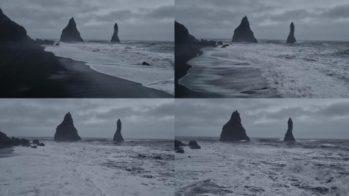 海浪中的岩石视频素材