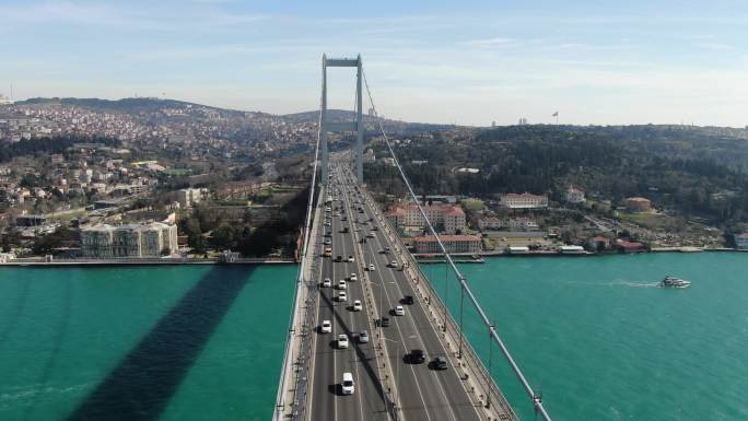 烈士桥空中鸟瞰图城市著名的地方桥梁建造结