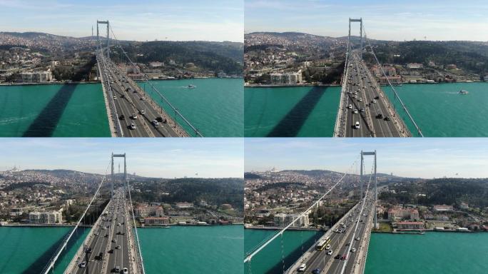 烈士桥空中鸟瞰图城市著名的地方桥梁建造结