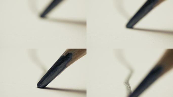 石墨铅笔在白色背景纸上画一条直线