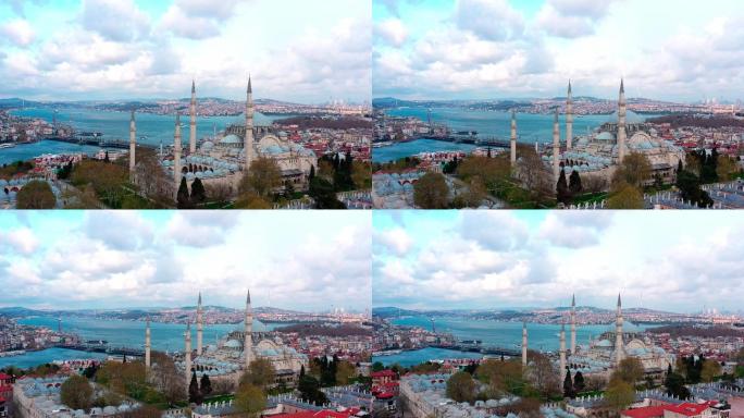 伊斯坦布尔市苏莱曼尼耶清真寺鸟瞰图