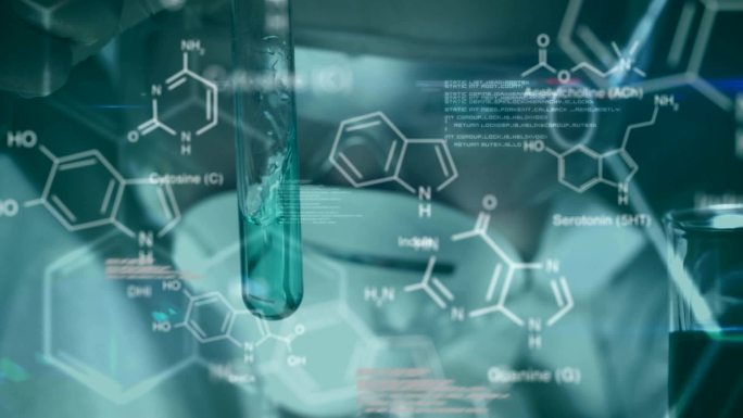 科学家拿着试管分析数据