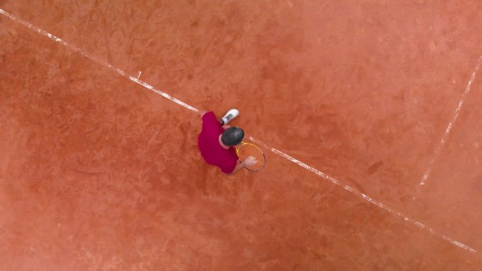 网球发球鸟瞰图视频素材