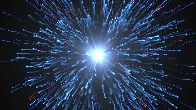 两个带电粒子高速碰撞的三维动画